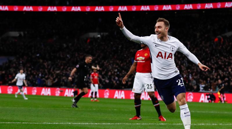 Christian Eriksen scored for Tottenham Hotspurs within 11 seconds of the start of the match against Manchester United. (Photo: AP)