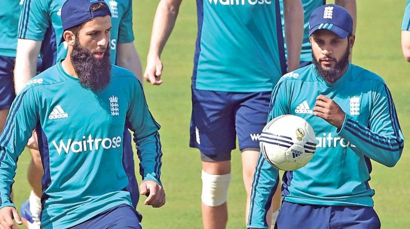 England cricketers play football during a training session ahead of the third ODI against India (Photo: AP)