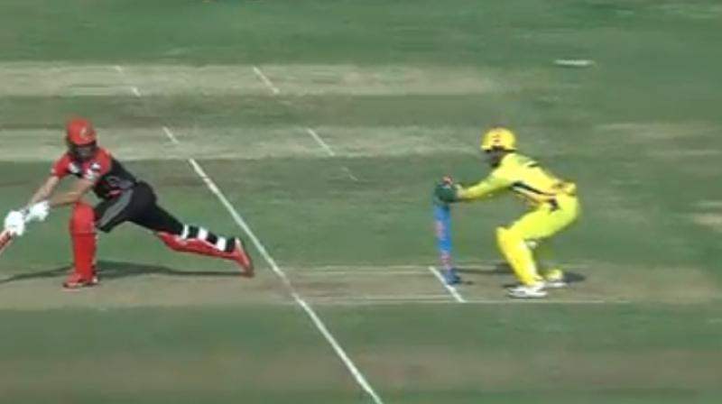 Dhoni once again effected two lightning quick stumpings of AB de Villiers and M Ashwin change the course of the match. (Photo: screengrab / BCCI)