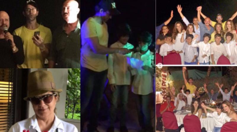 Hrithik, kids turn singers for mother at bday bash, Sussanne also attends