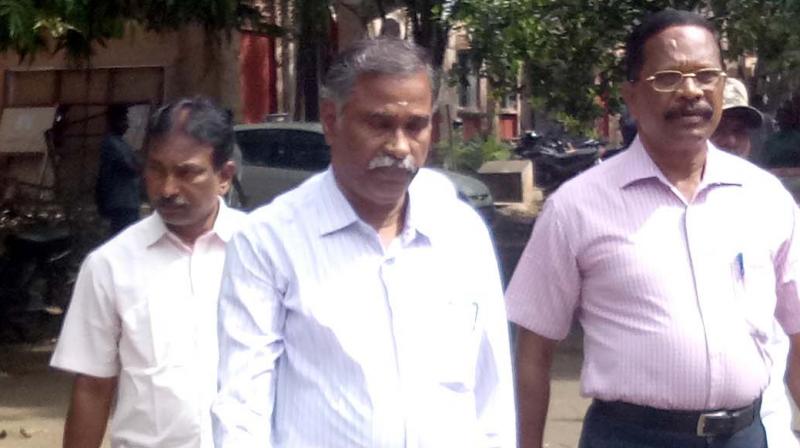 Namakkal former DSP Vishnu Priyas father Ravi appears before the special court in Coimbatore. (Photo:DC)