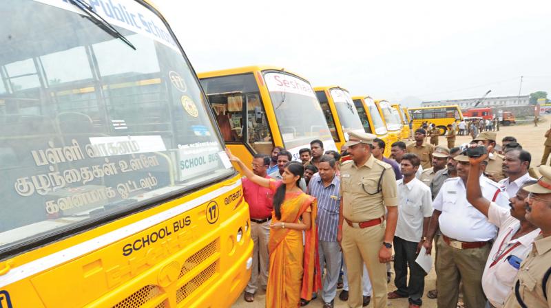 Totally, 139 vehicles were checked from 30 private schools in Omalur limit and of this seven vehicles were announced not fit and FC cancelled.