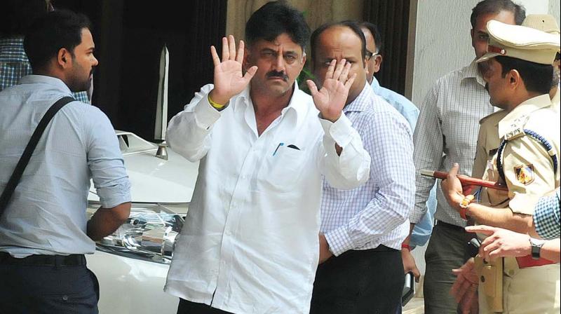 Energy Minister D.K. Shivakumar at his residence in Bengaluru on Wednesday. (Photo: DC)