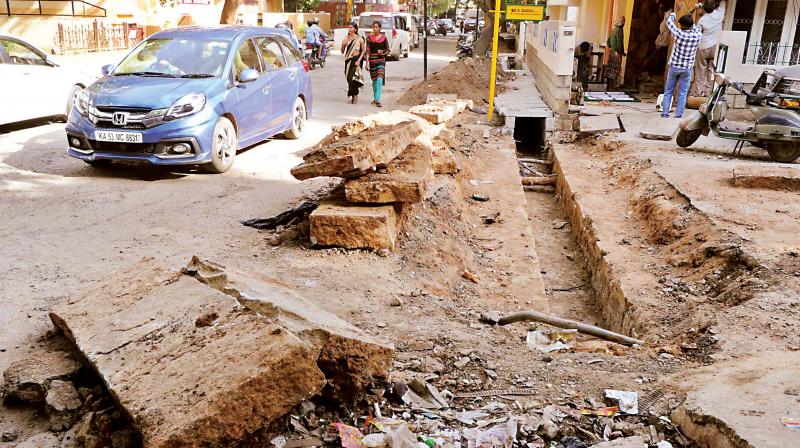 Road dug up at Indiranagar 12TH main, Bengaluru.