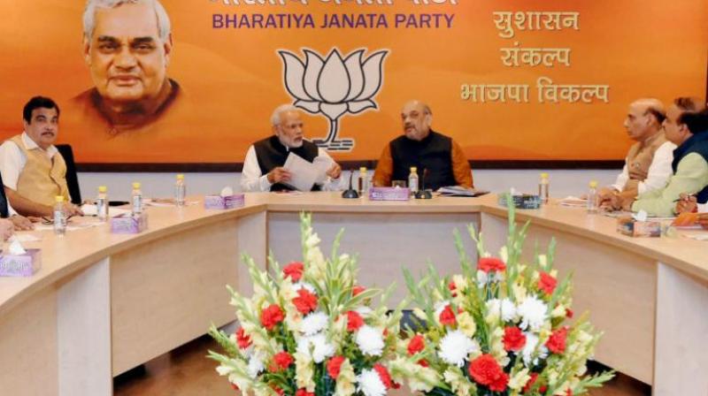 The BJPs parliamentary board, led by Narendra Modi and BJP president Amit Shah met on Wednesday at the BJPs national headquarters in Delhi to discuss probable candidates for Gujarat Assembly elections. (Photo: PTI | File)