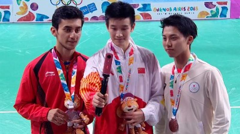 Indian shuttler Lakshya Sen settled for a silver medal after he lost the mens singles summit clash against Li Shifeng of China in straight games in the Youth Olympic Games. (Photo: Twitter / Team India)