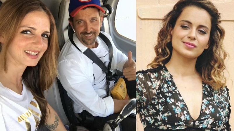 (L) The picture that Sussane Khan shared on Twitter amid recent allegations of Kangana Ranaut against Hrithik Roshan.