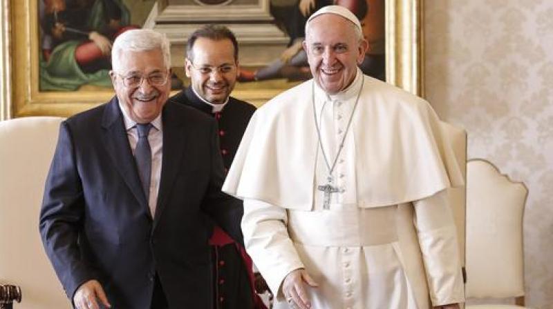 Pope Francis meets with Palestinian President Mahmoud Abbas during a private audience at the Vatican. (Photo: AP)