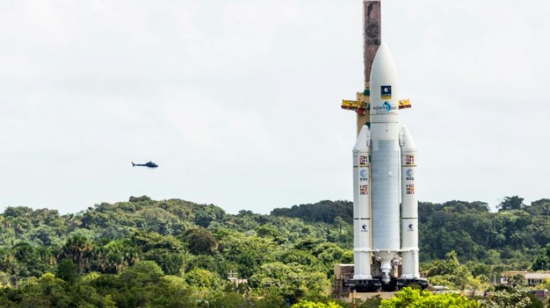 An Ariane 5 rocket sits on the launch pad at the Kourou Space Center in French Guiana (Photo: AFP)