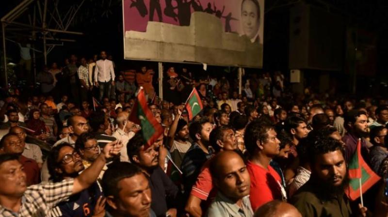 The Supreme Court decision is s seen by opposition activists as a blow to their attempts at toppling President Abdulla Yameen - accused of plunging the tiny Indian Ocean nation into political turmoil.. (Photo: AFP)