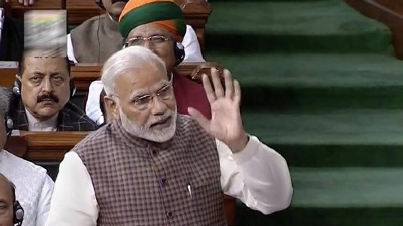 Prime Minister Narendra Modi delivers Motion of Thanks speech in Lok Sabha. (Photo: PTI)