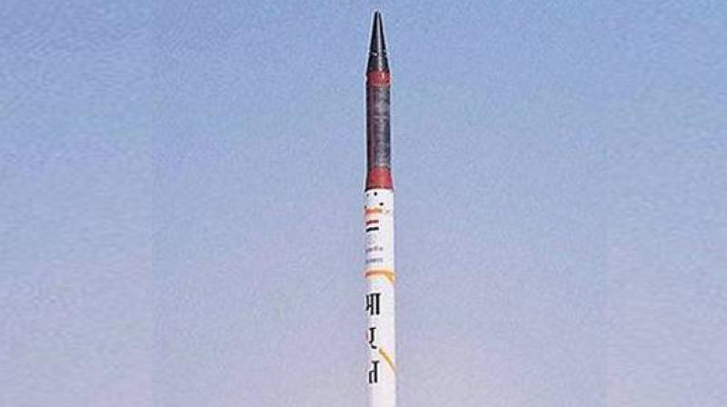 The 20 meter-long missile is equipped with state-of-the-art Avionics, 5th generation onboard computer and distributed architecture. (Photo: ANI)