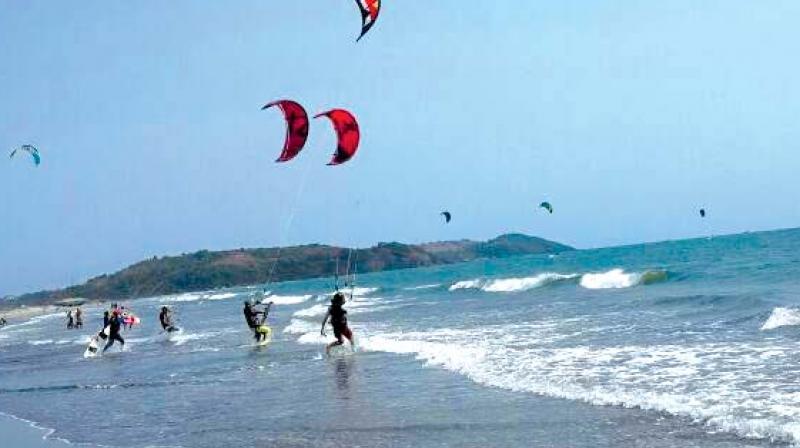 Kite boarders get set to ride the waves