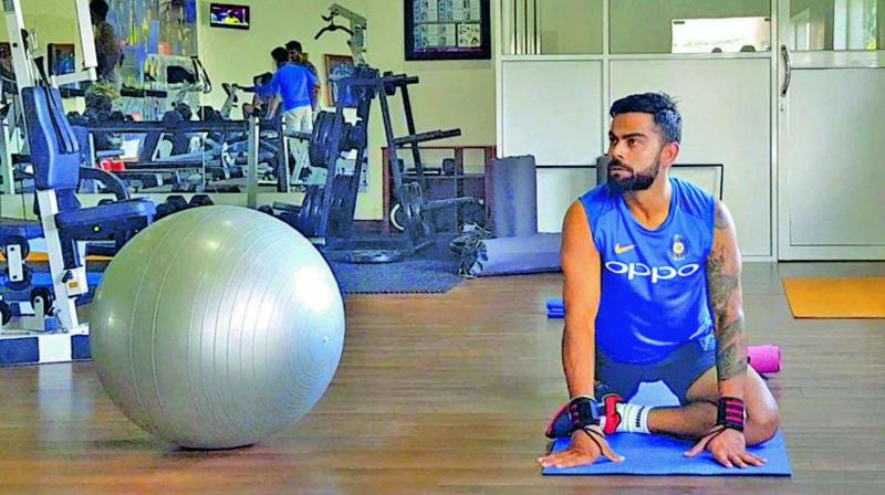 Virat Kolhi during a gym session.