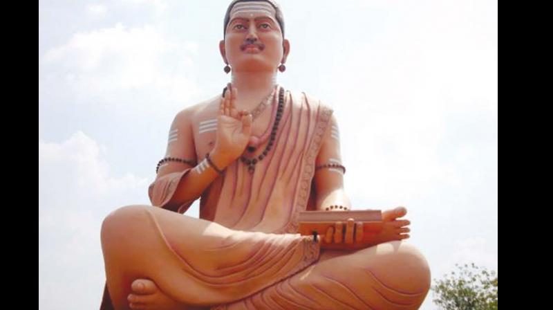 A statue of saint-reformer Basaveshwara in Bidar