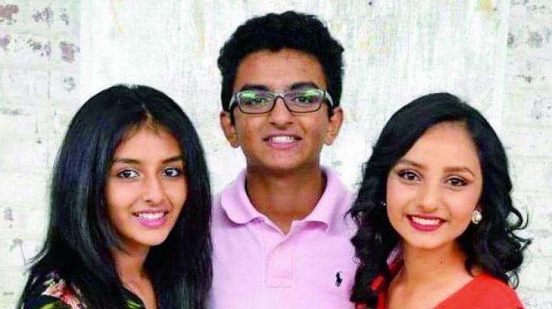 A file photo of teenage siblings (from left) Joy Suchita, Aaron Suhas and Satwika Sharron who lost their lives in a fire accident in the United States of America during Christmas last year.