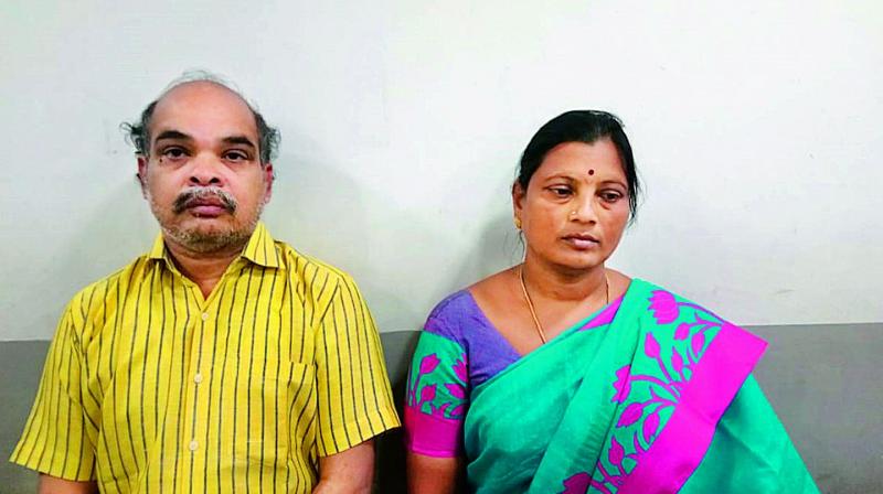 V. Ramakrishna (left) and his live-in partner C. Mahalakshmi who were nabbed for allegedly taking part in the fraud.