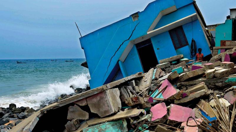 One of the many houses that were demolished as a result of sea erosion along the coastal areas of Thiruvananthapuram. (Photo: DC FILE)
