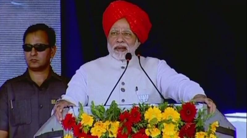 Speaking at a public rally in Bharuch, the Prime Minister said, My problem with Congress politics is simple - they oppose us just for the sake of opposing. (Photo: ANI/Twitter)
