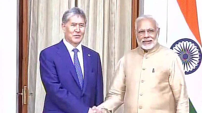 The Kyrgyz Presidents visit comes after the successful visit of Prime Minister Modi to the central Asian country in July last year. (Photo: ANI Twitter)