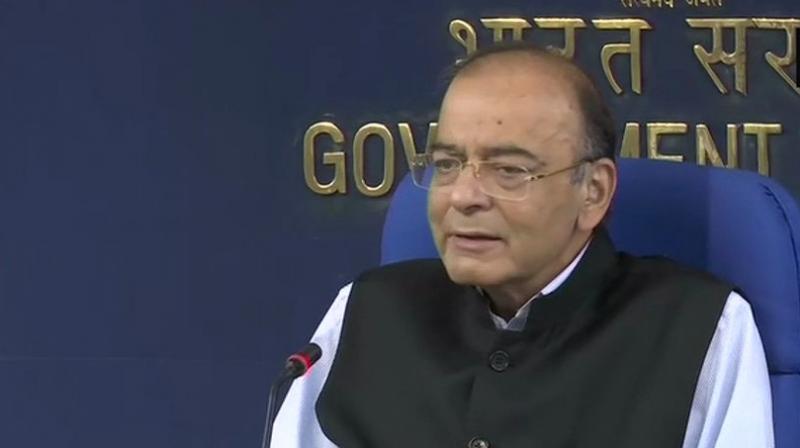 Finance Minister Arun Jaitley on Wednesday said that the reasons for the fall in rupee against the dollar are purely global. (Photo: Twitter | ANI)