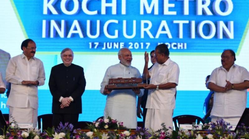 Prime Minister Narendra Modi at the inauguration event of Kochi metro. (Photo: Twitter@narendramodi)