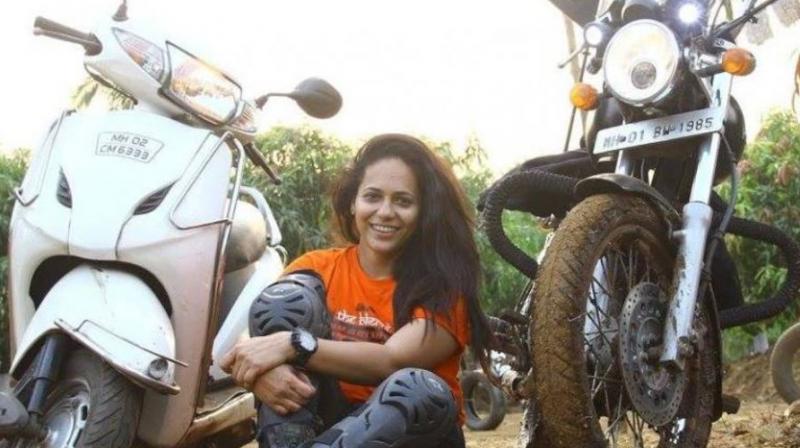 Jagruti Hogale, a member of the all-women Bikerni motorcycle club, was on a trip with two other bikers to Jawhar in Palghar district on Sunday when the incident occurred. (Photo: Facebook/Jagruti Viraj Hogale)