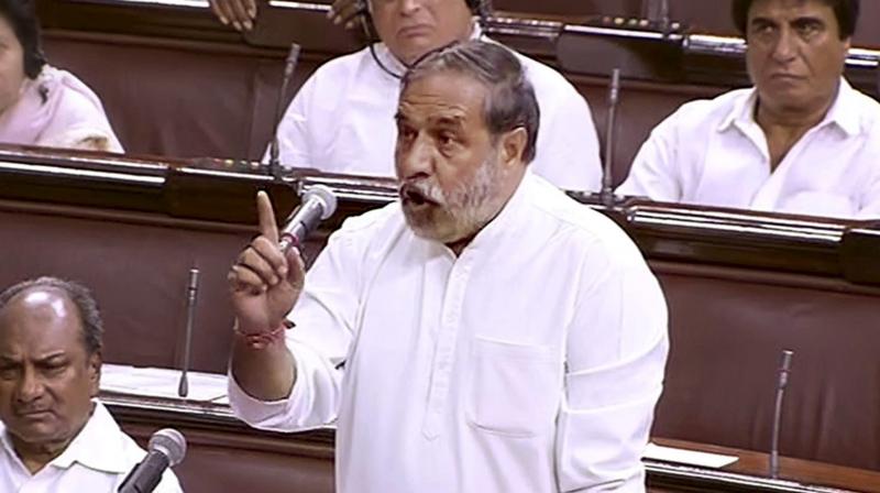 Congress MP Anand Sharma said, \Gandhi ji has done a lot for the nation and his equation with Deen Dayal Upadhyaya was a big disrespect. Jawahar Lal Nehru and Indira Gandhis names were not even taken.\ (Photo: PTI)