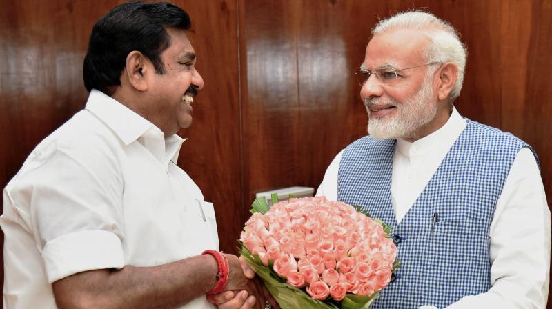 Accompanied by Lok Sabha Deputy Speaker M Thambidurai, Tamil Nadu Chief Minister Palanisamy called on Prime Minister Narendra Modi at the office of the Prime Minister in Parliament House, the release added.