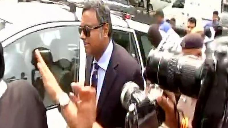 Karti Chidambaram reaches CBI headquarter to appear in connection with INX Media case. (Photo: Twitter | ANI)
