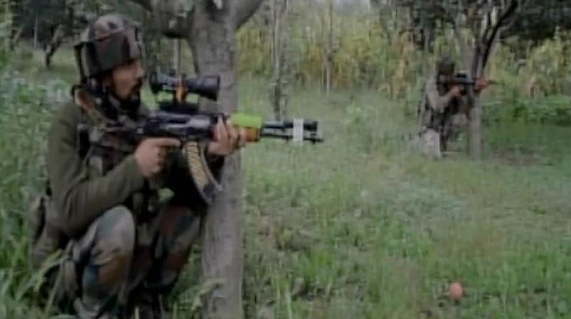 Cross firing was going on in Pulwama till last reports came in. (Photo: ANI | Twitter)