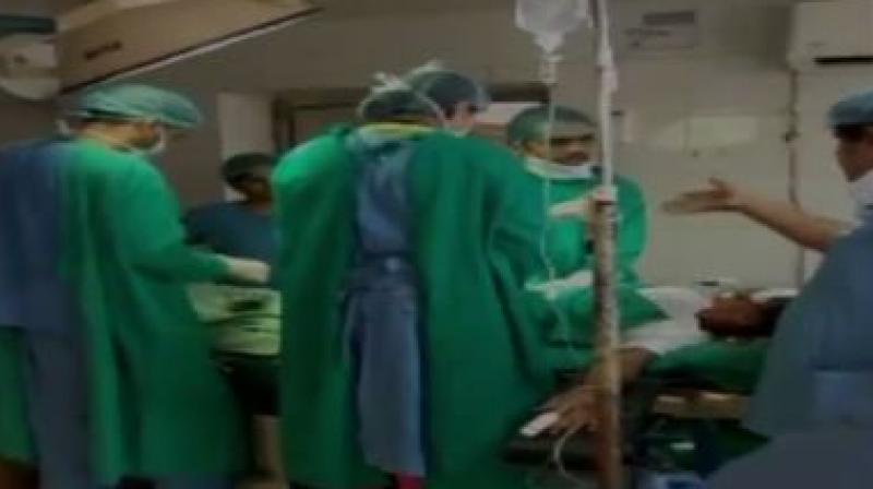 Verbal spat broke out between two doctors at an operation theatre in a hospital at Jodhpur in Rajasthan. (Photo: Screengrab | ANI)