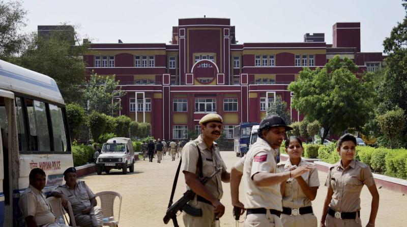 Security was tightened at Ryan International School, Gurgoan after protest sparked over the murder of a 7-year-old boy. (Photo: PTI)