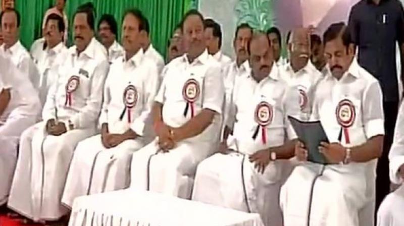 AIADMK general council meet in a resolution also said the Tamil Nadu Chief Minister, E Palanisamy and his deputy, O Panneerselvam, shall retrieve the party and its symbol. (Photo: ANI | Twitter)