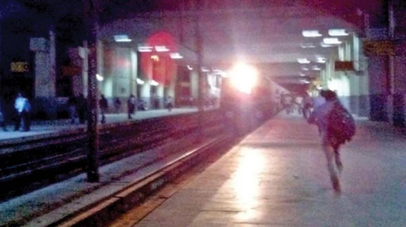 Taramani MRTS station at night. (File photo)