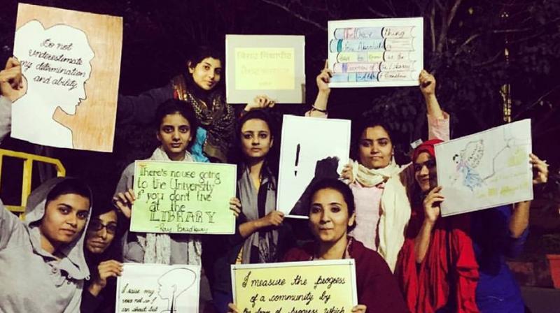 Students protesting against the discrimination