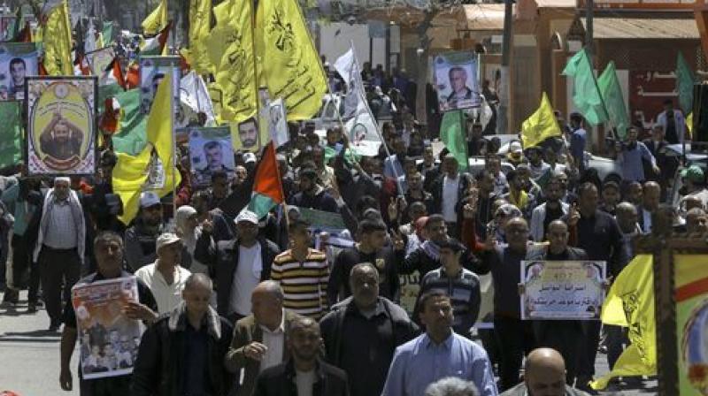 Palestinian officials said some 1,500 inmates affiliated with all political factions including rival Fatah and Hamas were taking part in the protest. (Photo: AP)