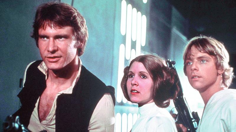 Ford and Fisher in a still from Star Wars