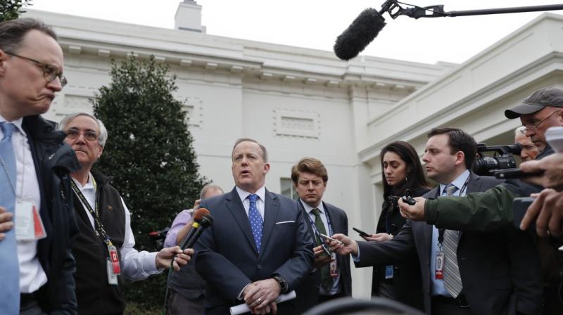 White House Press secretary Sean Spicer speaks to the media outside the West Wing of the White House. (Photo: AP)