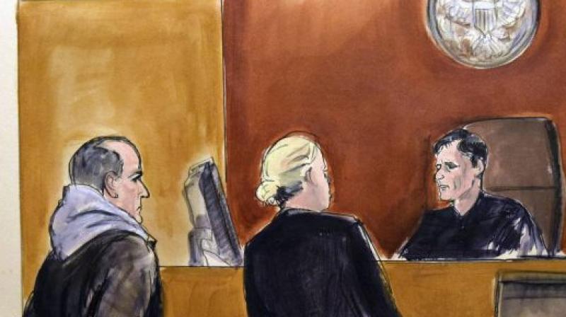 In this courtroom drawing, Elvis Redzepagic, left, appears before Magistrate Judge Robert Levy, right, Saturday, March 4, 2017 in New York, during his arraignment on charges that he attempted to provide material support to a foreign terrorist organization. (Photo: AP)