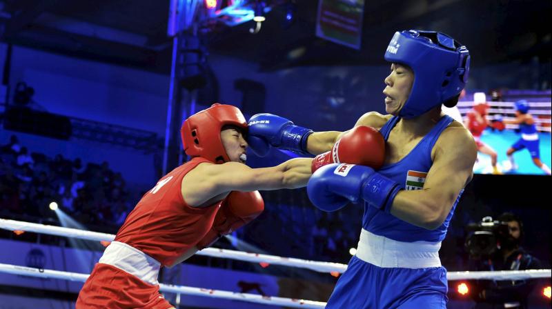 Mary Kom entered the event with a remarkable tally of five gold medals and a silver to her credit. She last won a world championship medal in 2010 -- a gold in the 48kg category. (Photo: PTI)