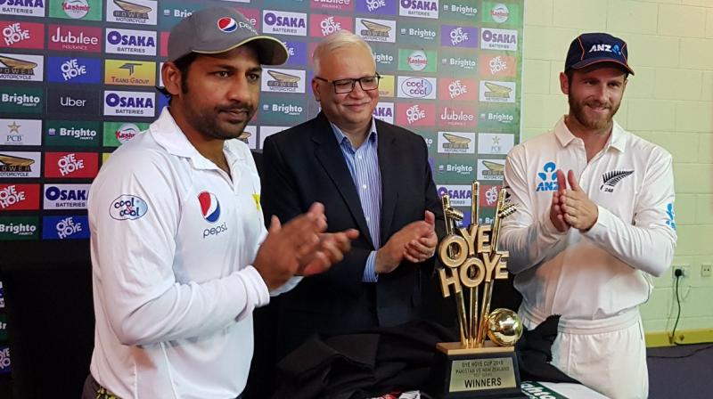New Zealand skipper Kane Williamson praised his teams never-say-die approach and described a tension-packed narrow four-run win over Pakistan in the first match on Monday a \good advertisement for Test cricket.\ (Photo: PCB/Twitter)