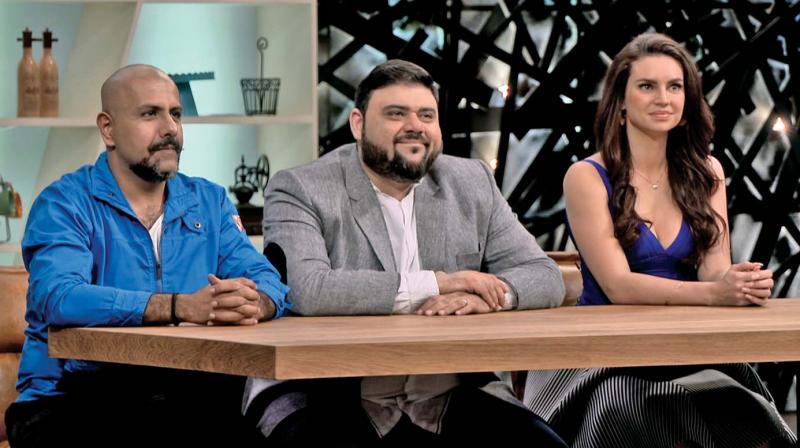 Vishal Dadlani, Riyaaz Amlani and Sarah Todd in the show Grilled