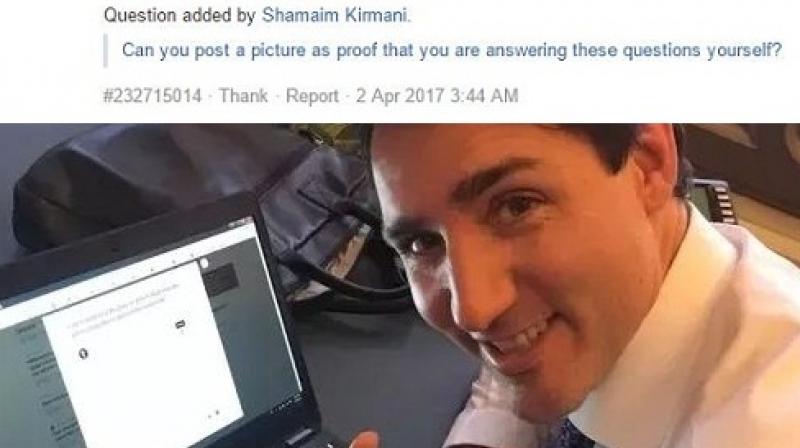 The Canadian Prime Minister replied with a photo of him during the session replying to all the questions thrown at him and it has now gone viral. (Photo: Quora)