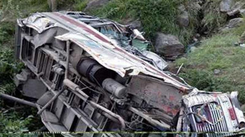 Two passengers were killed and at least 15 injured when the private travels bus they were travelling in overturned on Srisailam ghat road in the early hours of Wednesday. (Representational image)