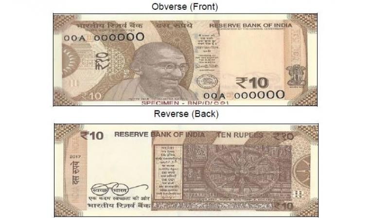 All the banknotes in the denomination of Rs.10 issued by RBI in the earlier series will continue to be legal tender. (Photo: ANI)