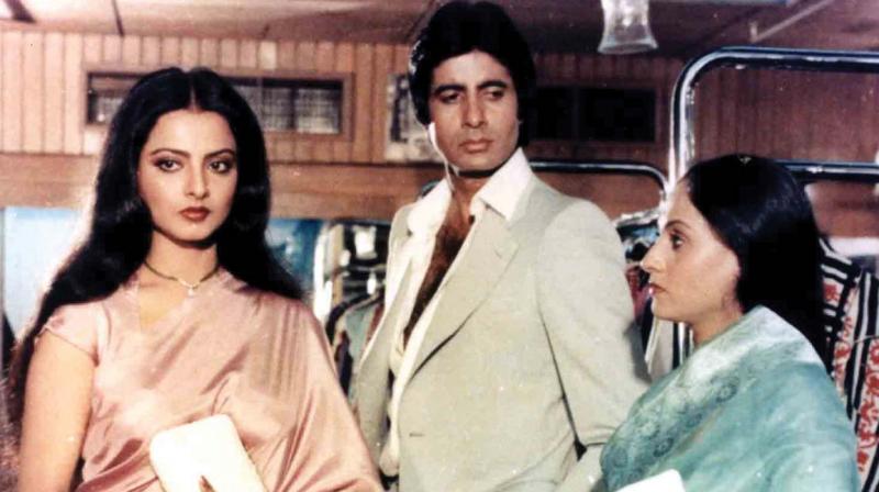 A still from the fim Silsila which, explores the dynamics of a love triangle.