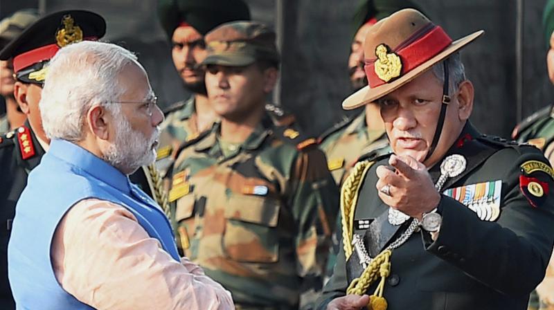 Prime Minister Narendra Modi and Army Chief General Bipin Rawat during the ceremony for pays tribute to security personnel who lost their lives in encounters with terrorists in J&K, at AFS Palam in New Delhi. (Photo: PTI)