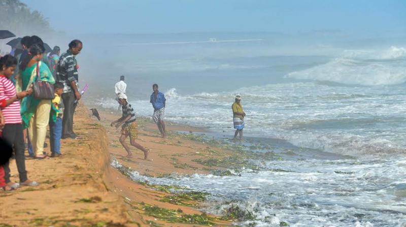 Rough sea erodes coastal area near Shanghumugham beach in Thiruvananthapuram on Monday . (Photo: A.V. MUzafar)