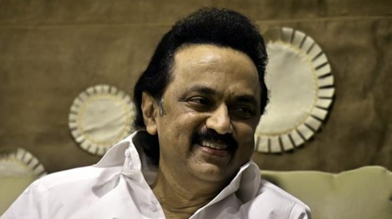 DMK working president MK Stalin during an interview with the PTI at his residence in Chennai. (Photo: PTI)